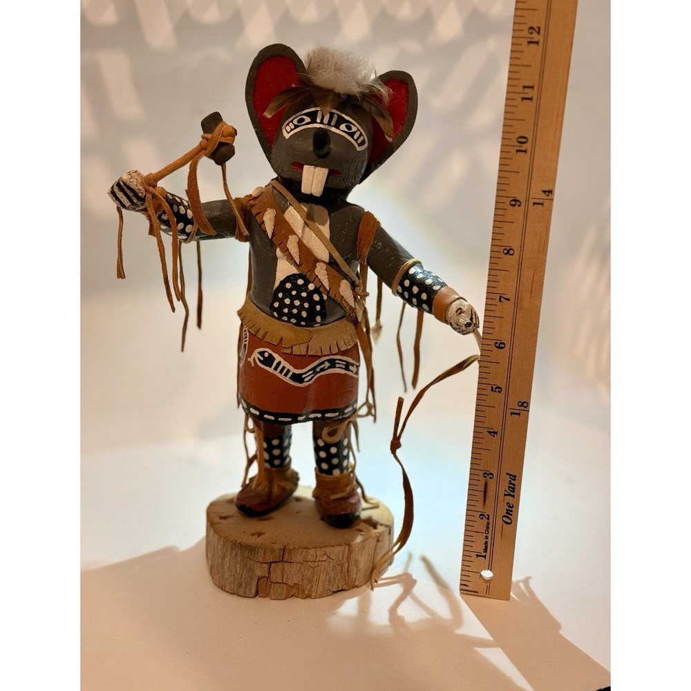 Gracellia Tainnijinnie Field Mouse Kachina Doll Hand Carved Wood Native American - Picture 5 of 8